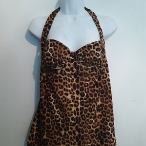 Smart & Sexy 36C Leopard Skin Animal Print Tankini